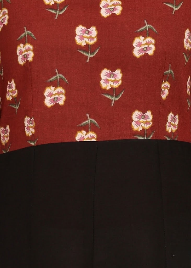 BLACK RED YOKE KURTA PLAZZO SET