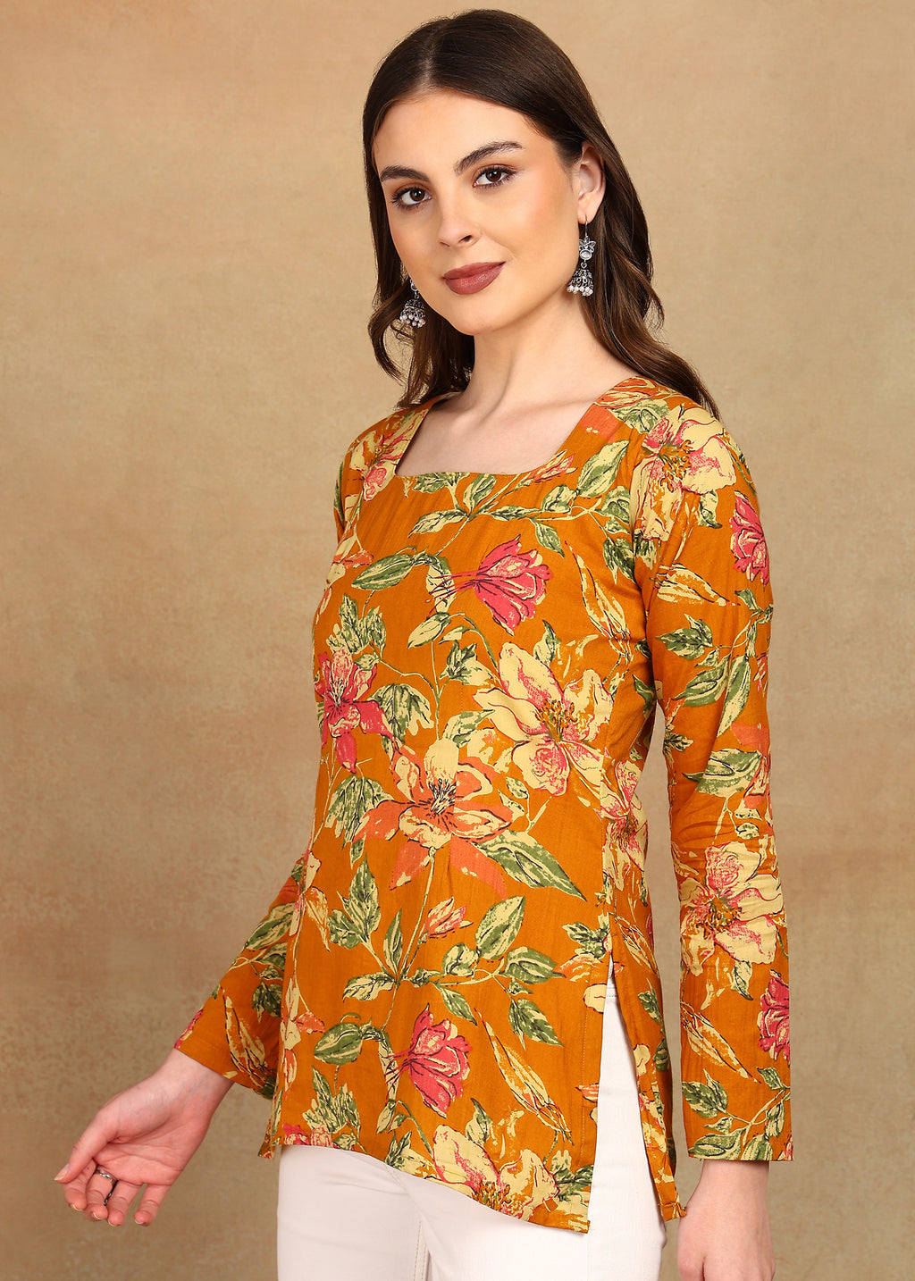 MUSTARD FULL SLEEVES KURTI