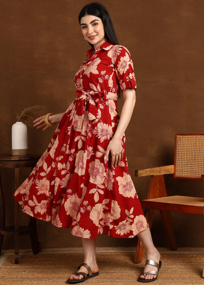 RED FLORAL DRESS