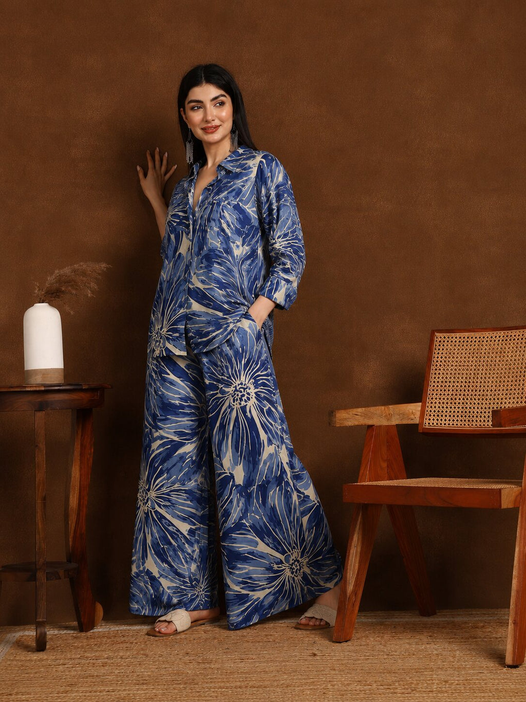 BLUE ABSTRACT CO-ORD SET