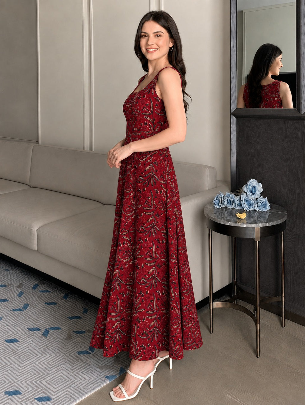 RED SIGNATURE STRAP DRESS