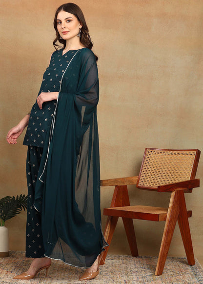 TEAL BLUE STRAIGHT SUIT