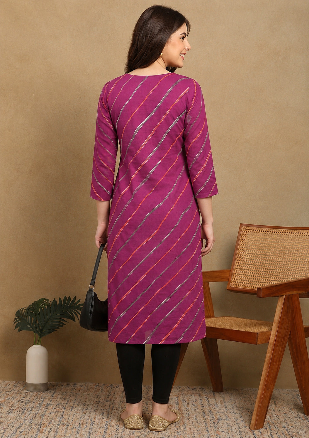 PINK LAHERIA LONG KURTI