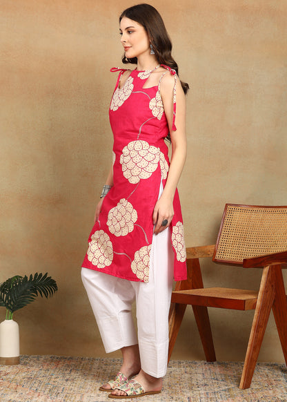 PINK FLORAL KURTI