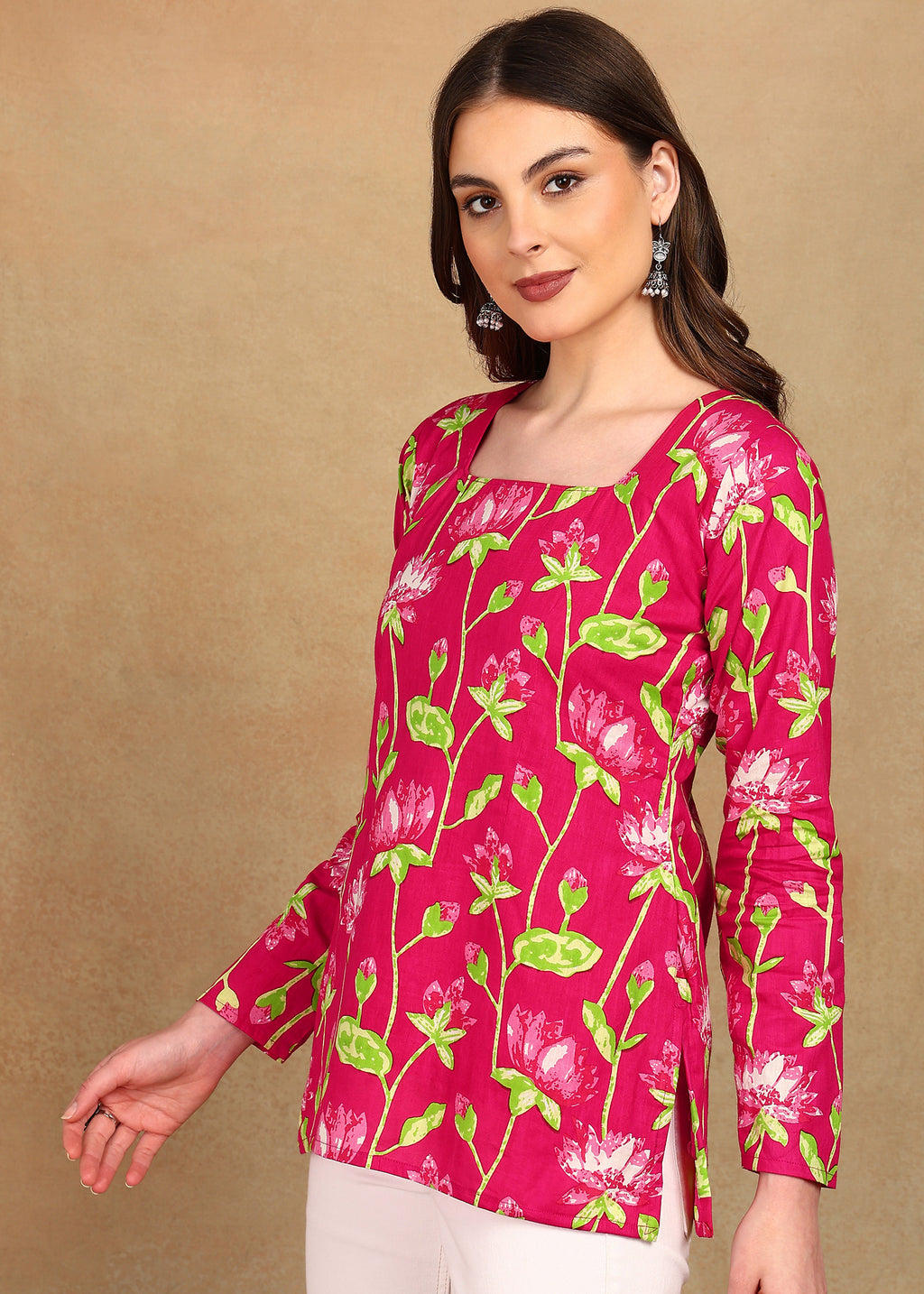 PINK FOREST FULLSLEEVES KURTI