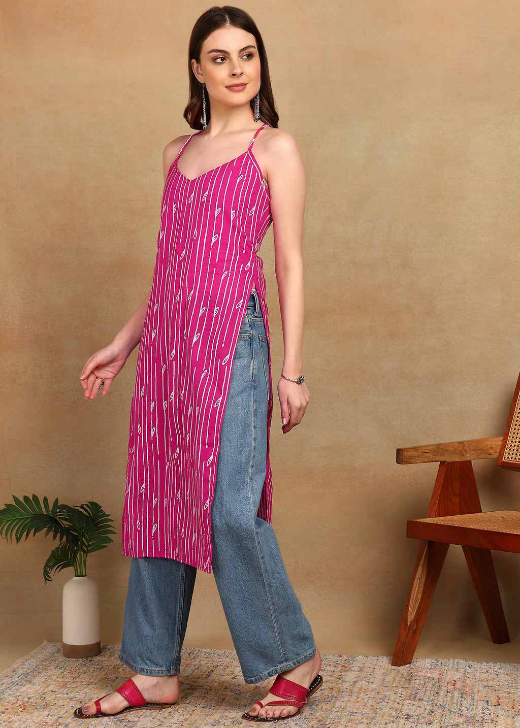 PINK STRIPED KURTI