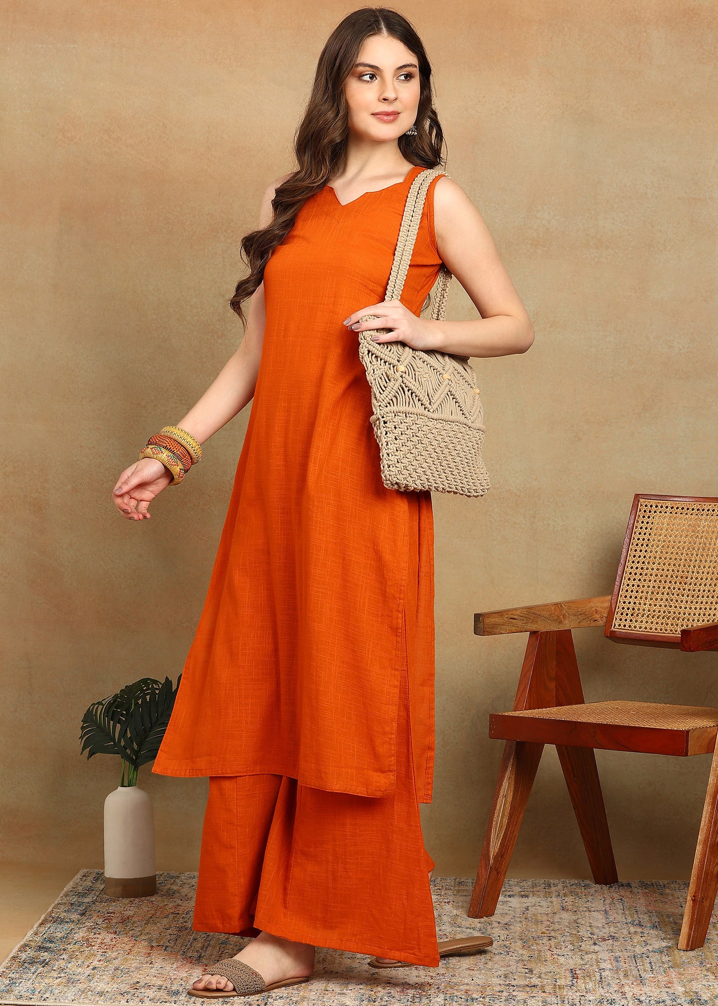 KESARIA SLUB KURTA PLAZZO