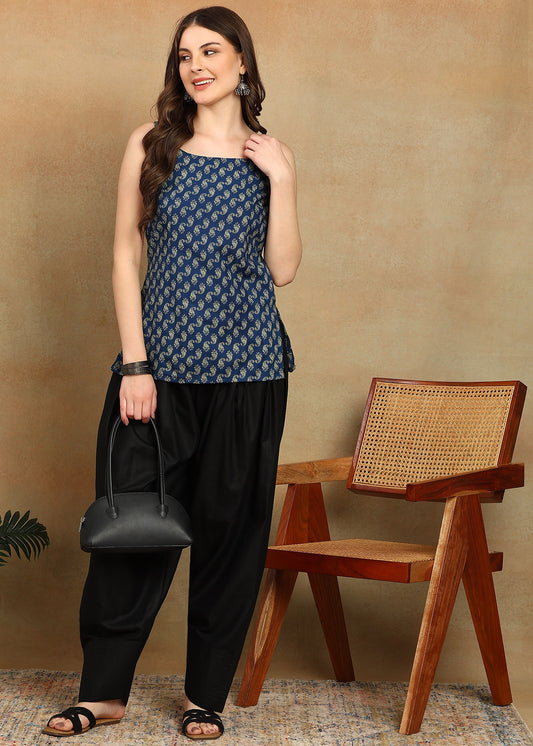 BLUE SHORT KURTI ROUND