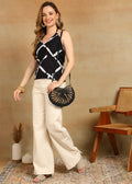 BLACK LAHERIA SHORT KURTI