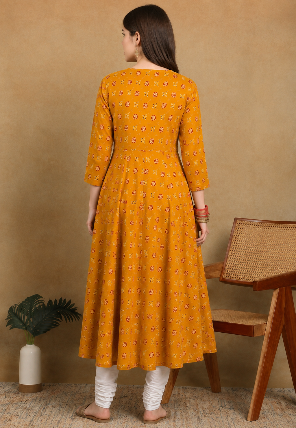 MUSTARD FLORAL KURTA (1PC)
