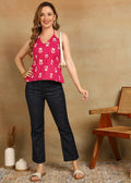 PINK MOTIFS SHORT KURTI SET