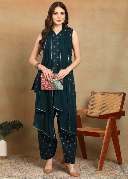 TEAL BLUE STRAIGHT SUIT