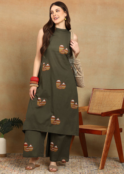 OLIVE KURTA SET