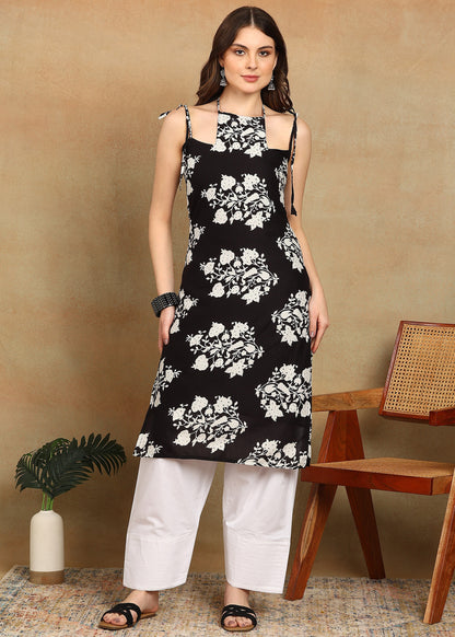 BLACK FLORAL KURTI
