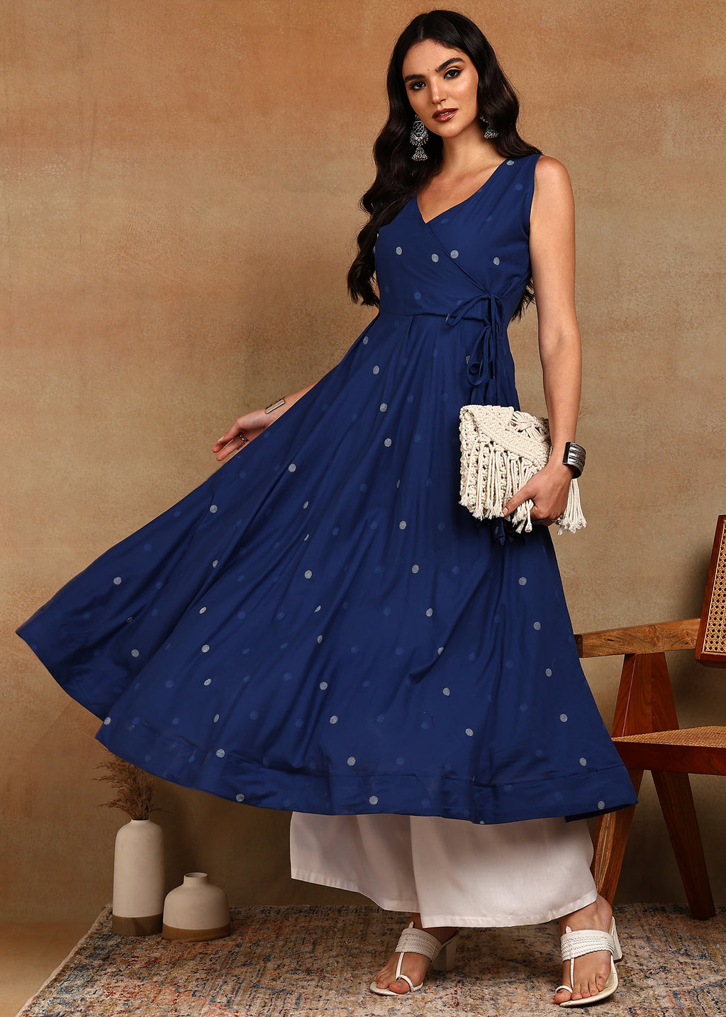 BLUE INDIGO CUTSLEEVES ANARKALI KURTA SET