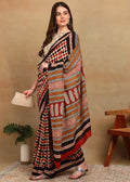 READY TO WEAR BEIGE AND RUST SAREE