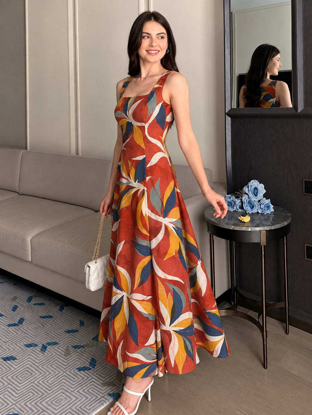 ORANGE STRAP DRESS