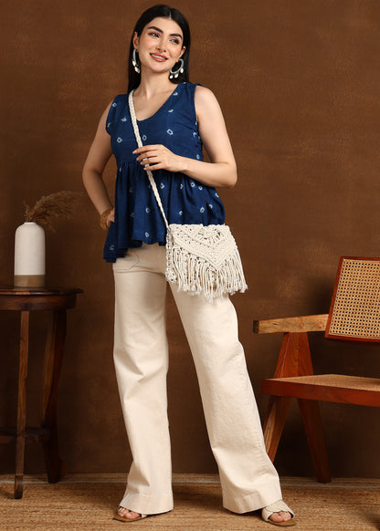 INDIGO BANDHEJ SHORT KURTI