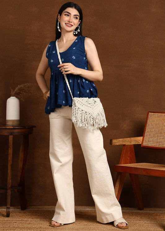 INDIGO BANDHEJ SHORT KURTI