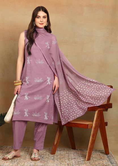 DABU PINK HANDPRINTED SUIT SET