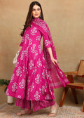 PINK FLORAL ANARKALI SUIT SET