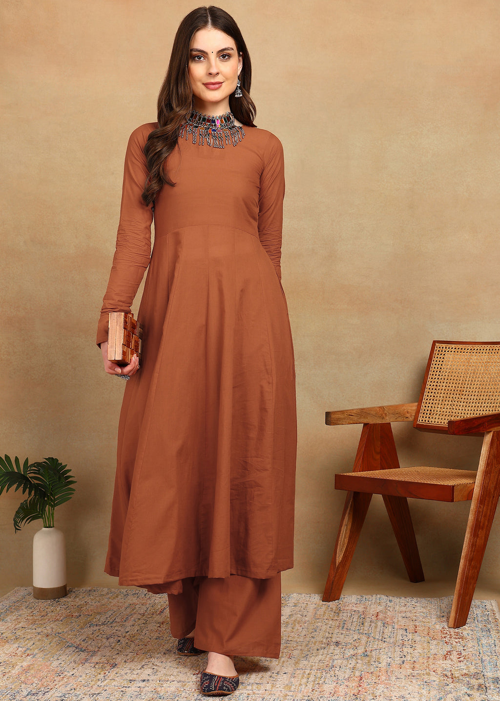 RUST ELEGANT KURTA PLAZZO SET