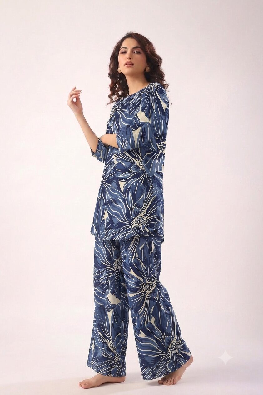 BLUE TROPICAL CO-ORD SET