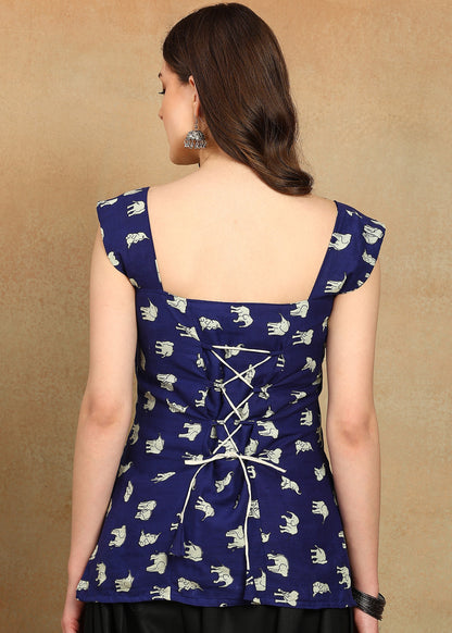BLUE SHORT KURTI ELEPHANT