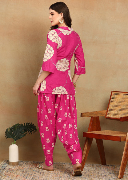 PINK FLORAL KURTA SET