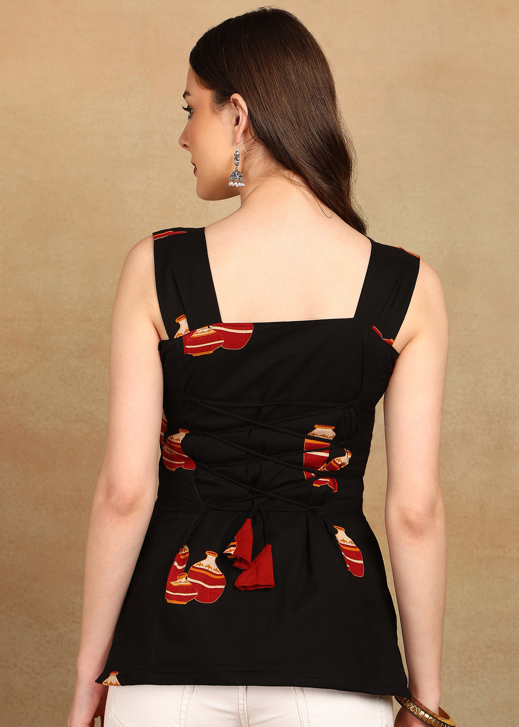 BLACK POT SHORT KURTI