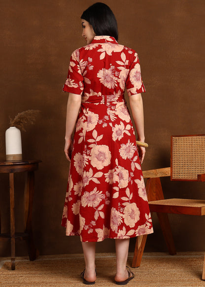 RED FLORAL DRESS