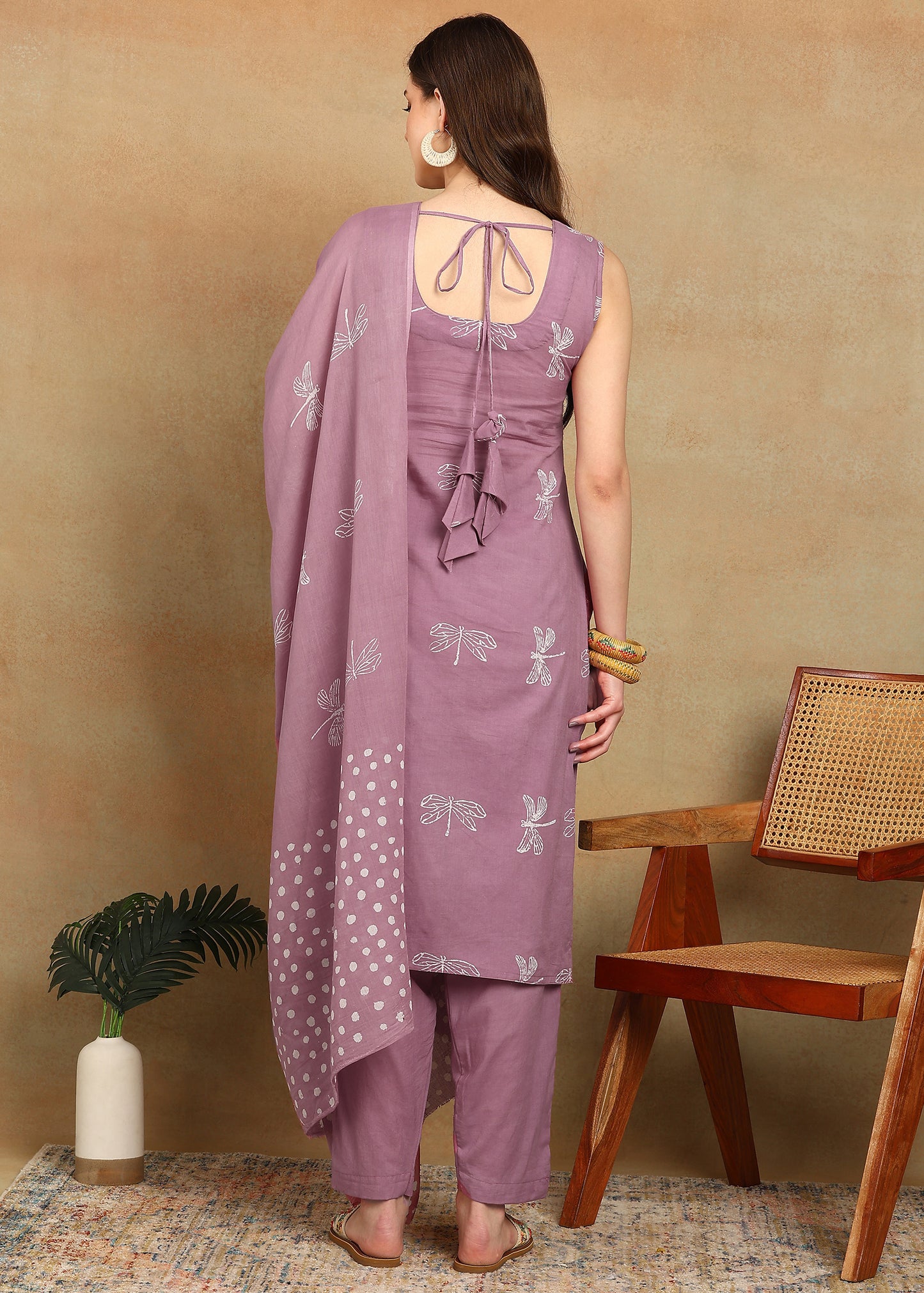 DABU PINK HANDPRINTED SUIT SET