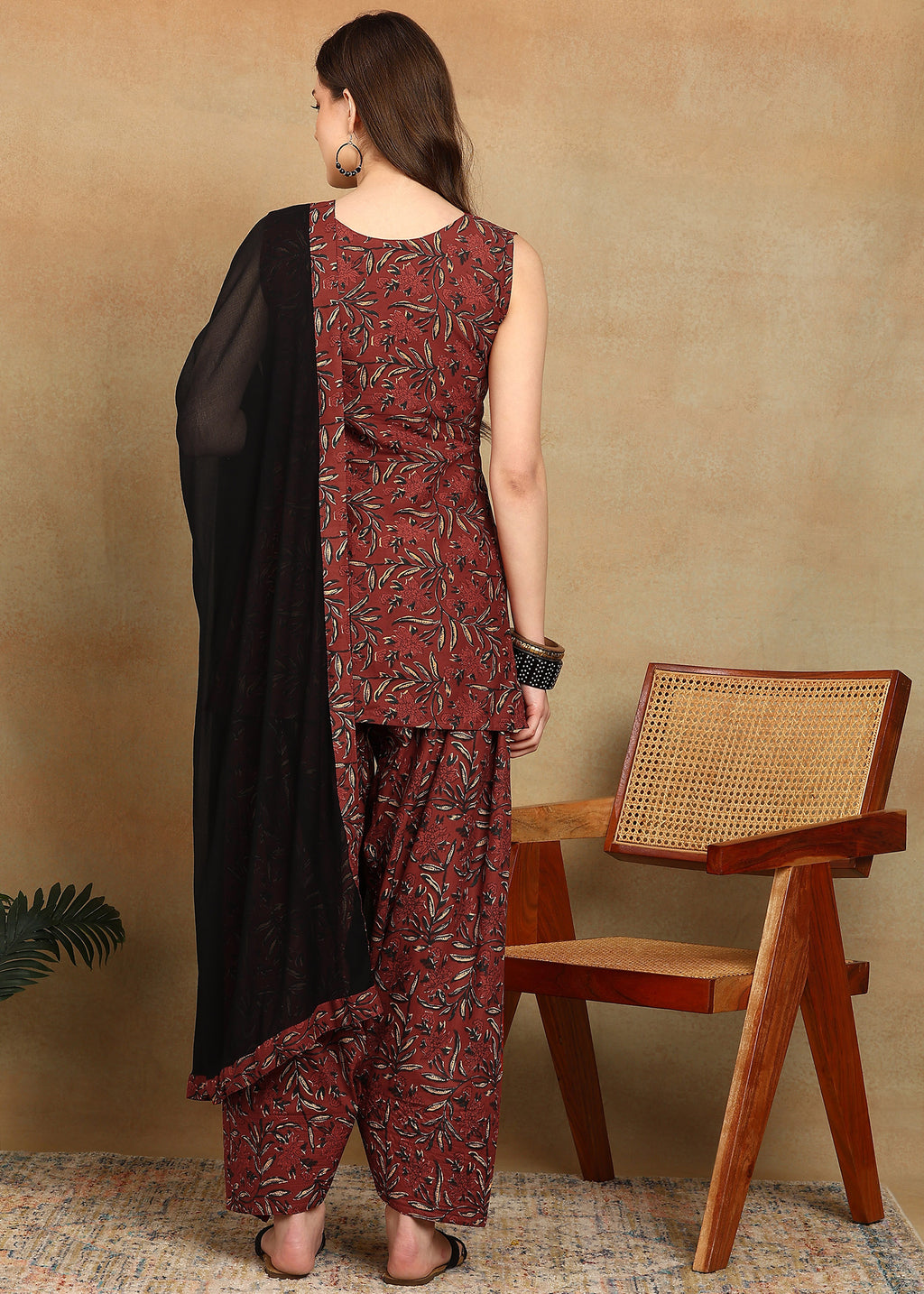 RED BLACK FARSI SALWAR SUIT SET