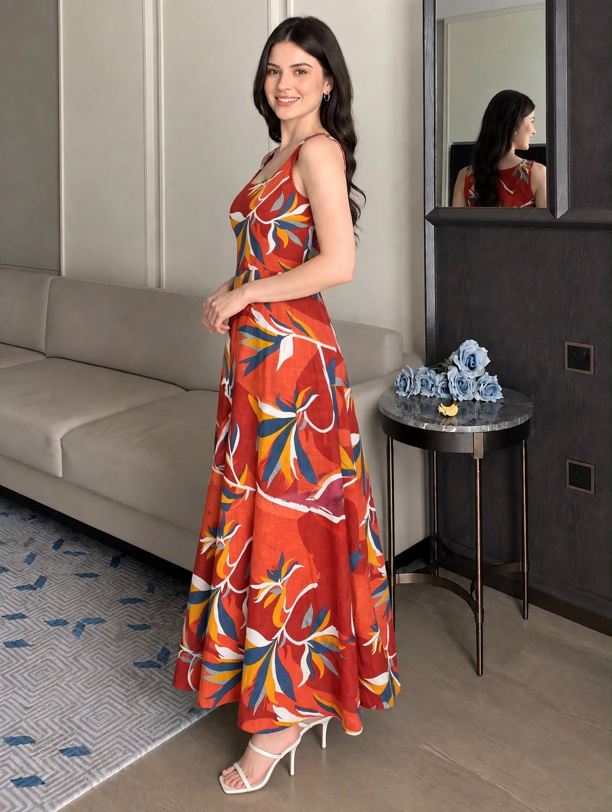 ORANGE STRAP DRESS