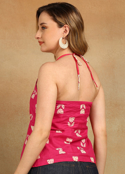 PINK MOTIFS SHORT KURTI SET