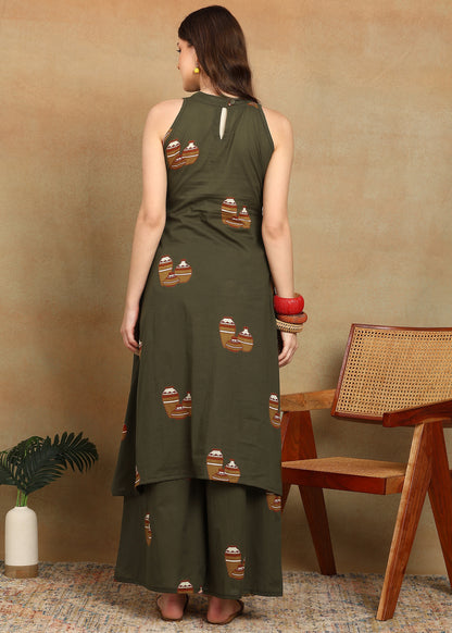 OLIVE KURTA SET