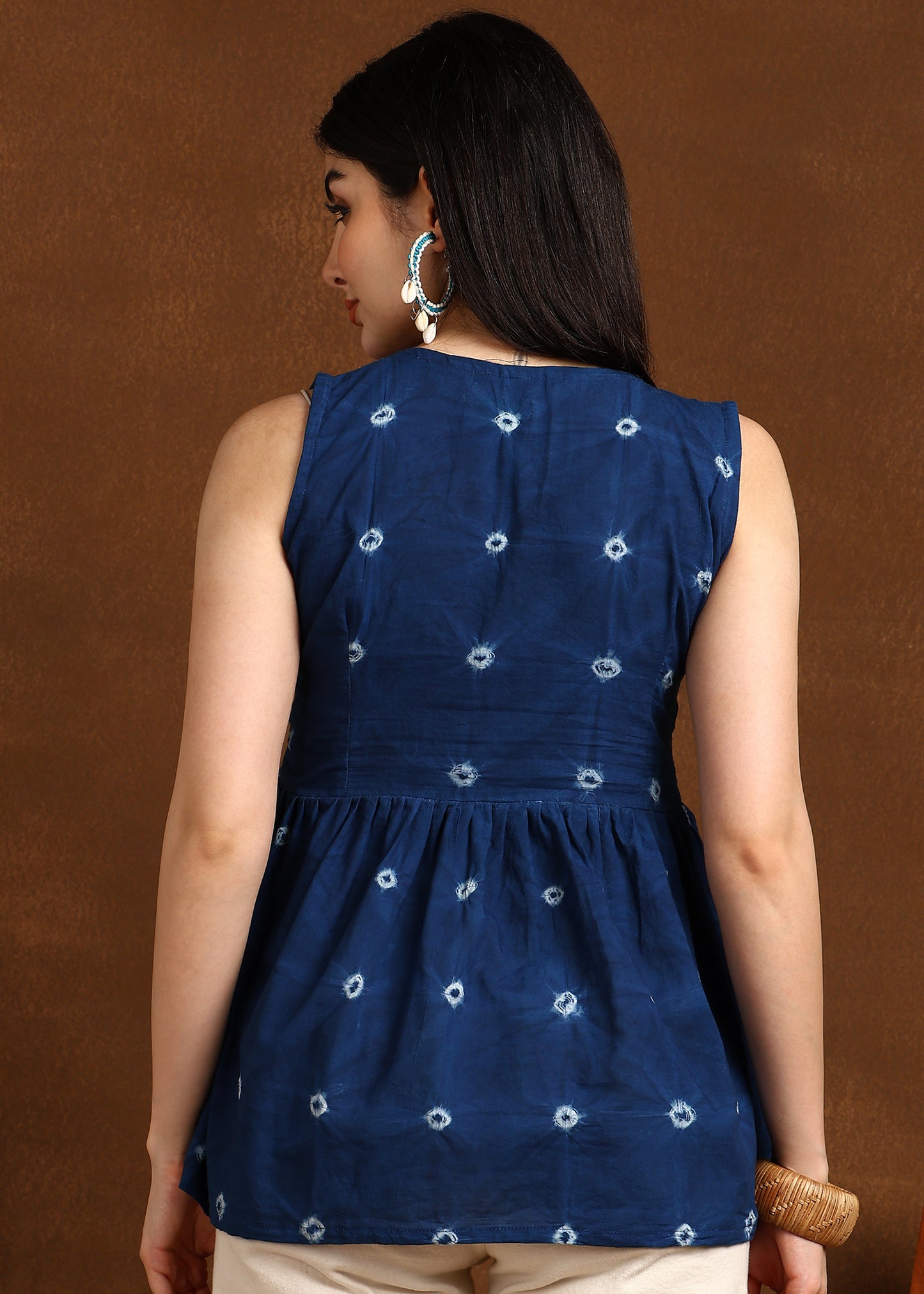 INDIGO BANDHEJ SHORT KURTI