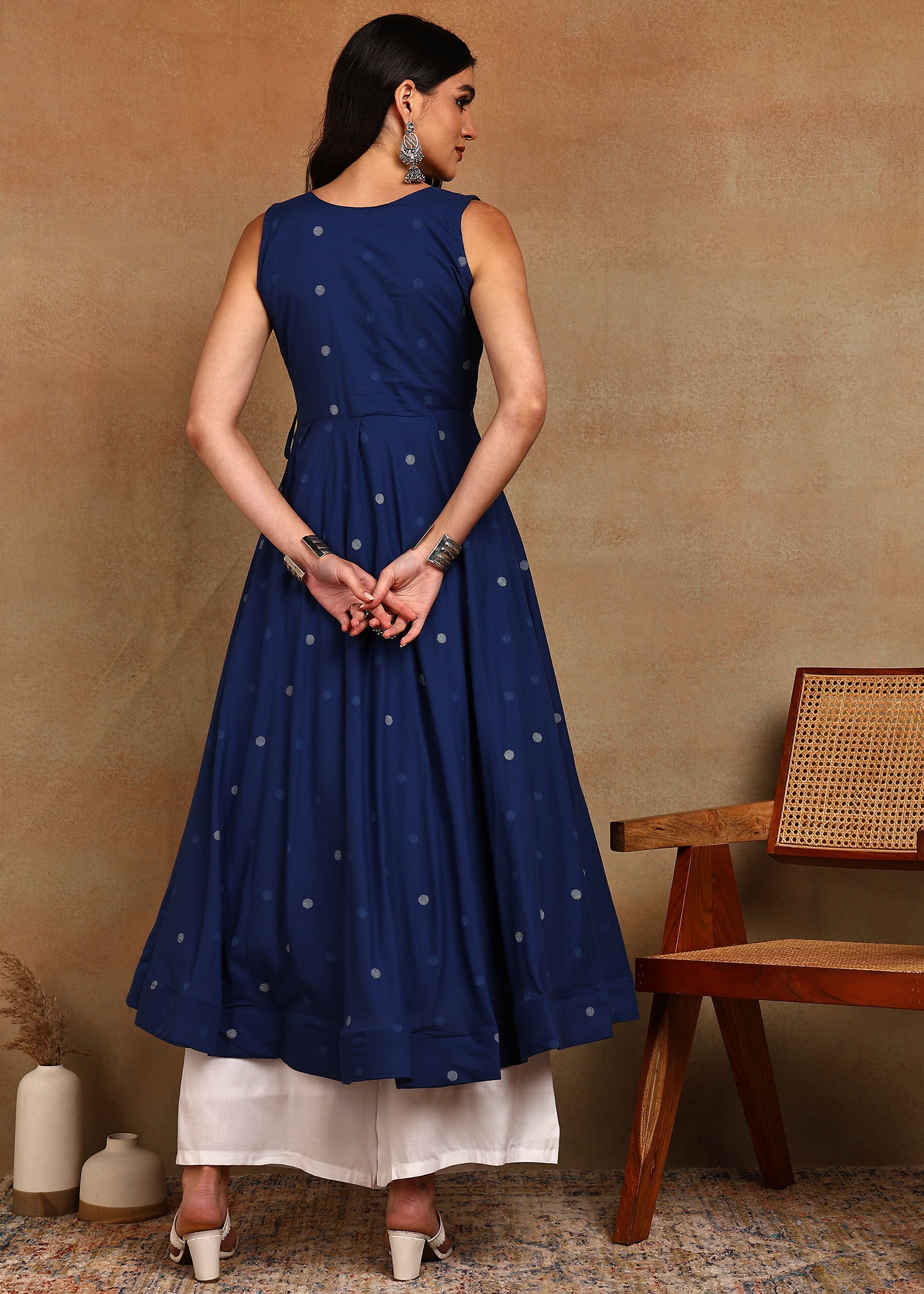 BLUE INDIGO CUTSLEEVES ANARKALI KURTA SET