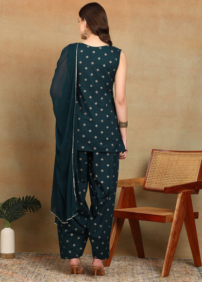 TEAL BLUE STRAIGHT SUIT