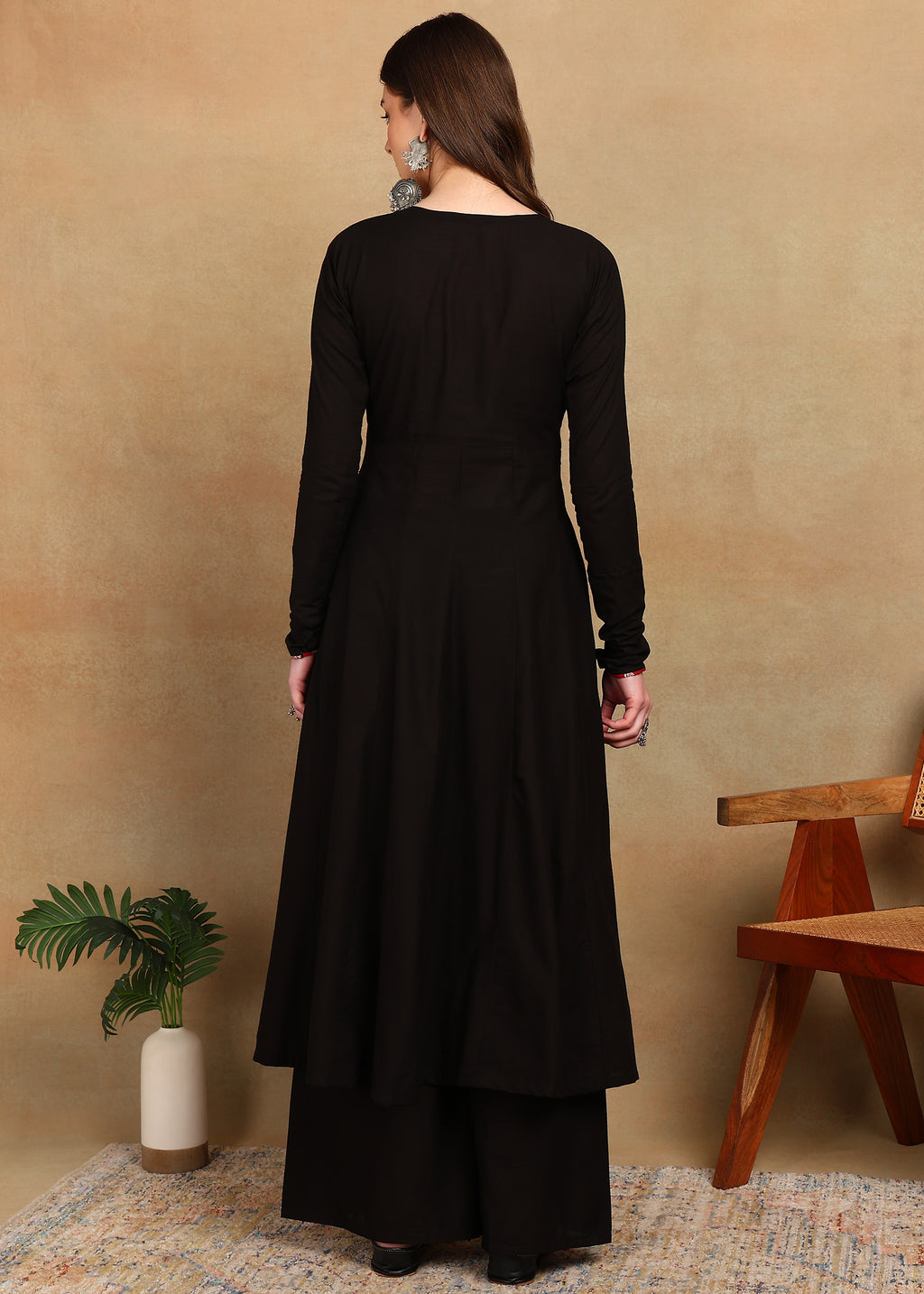 BLACK RED YOKE KURTA PLAZZO SET