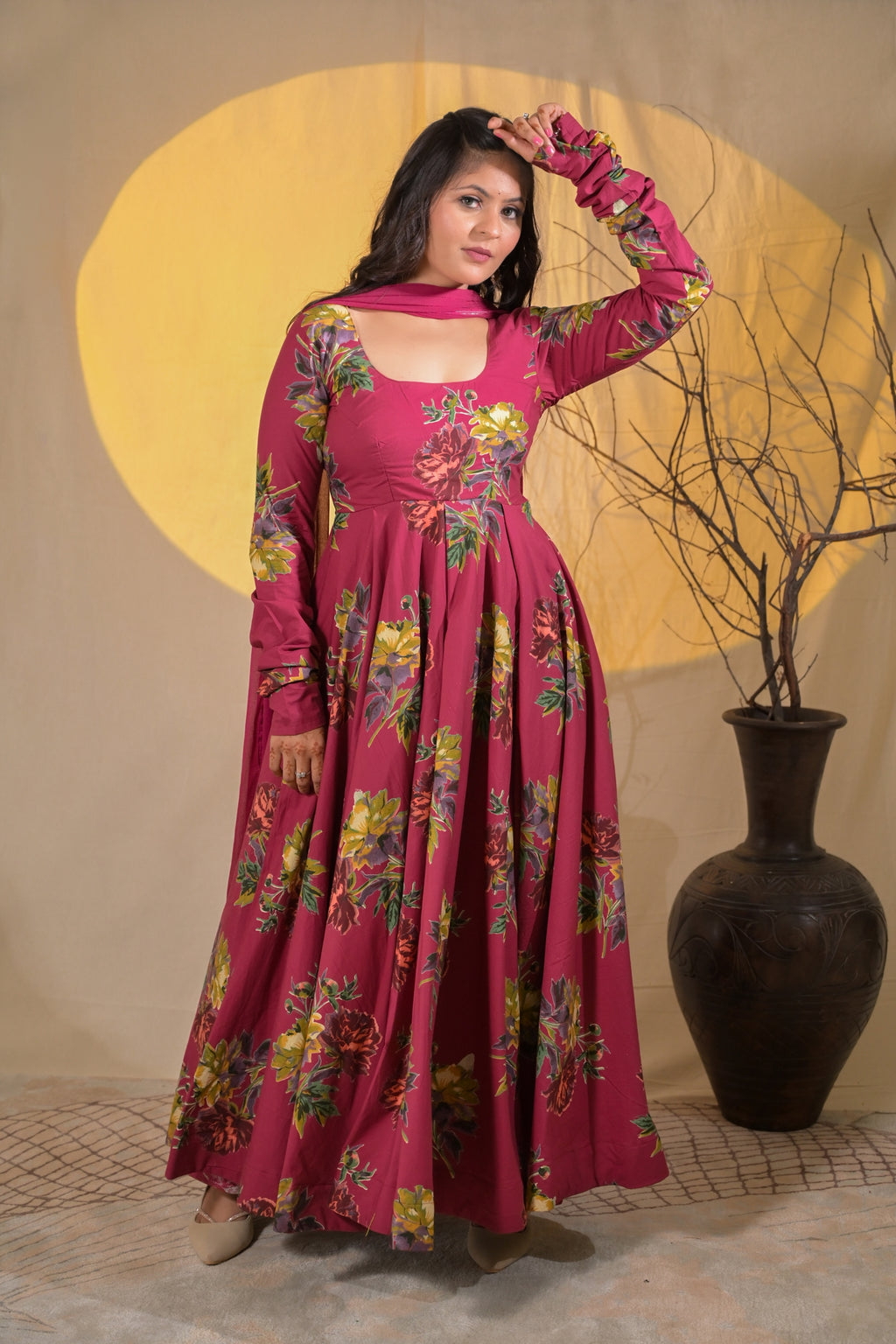VINTAGE ROSE ANARKALI SUIT SET