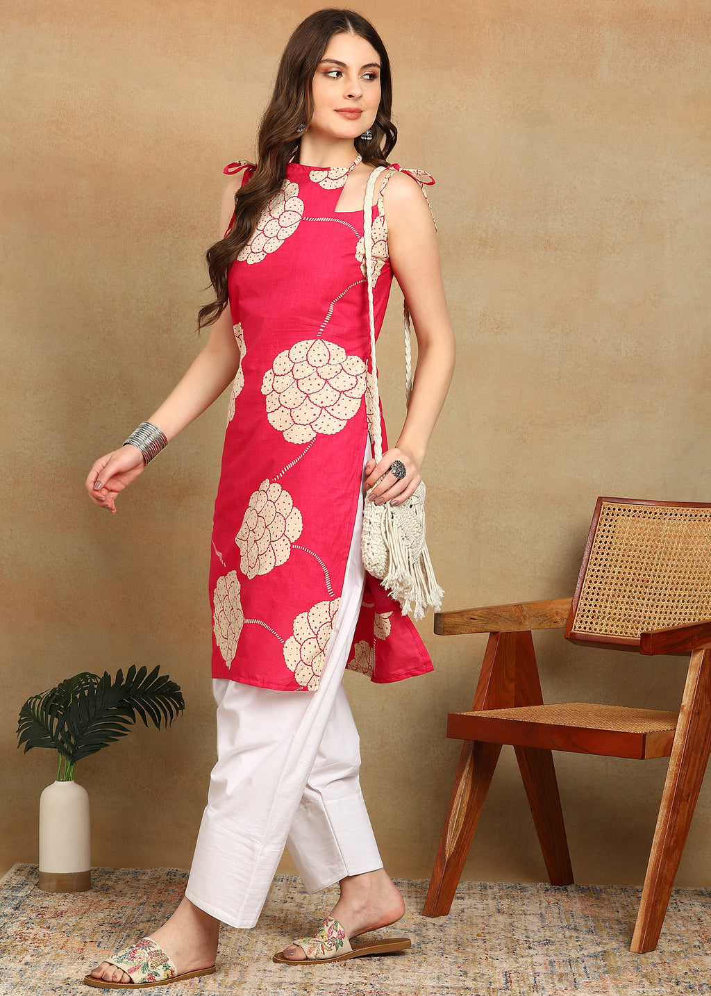 PINK FLORAL KURTI