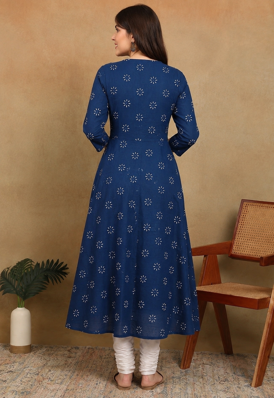 NAVY FLORAL KURTA(1PC)