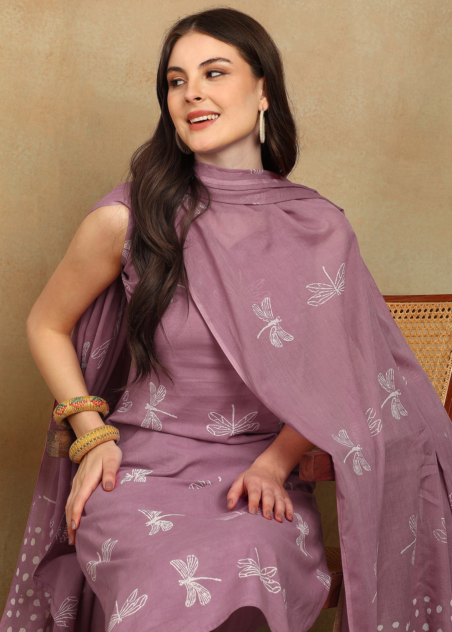 DABU PINK HANDPRINTED SUIT SET