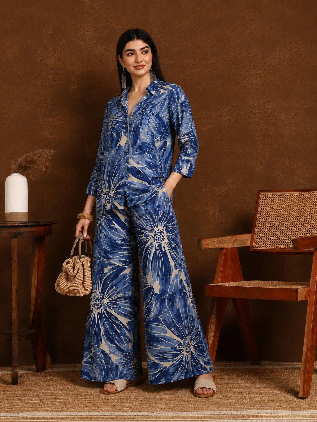 BLUE ABSTRACT CO-ORD SET