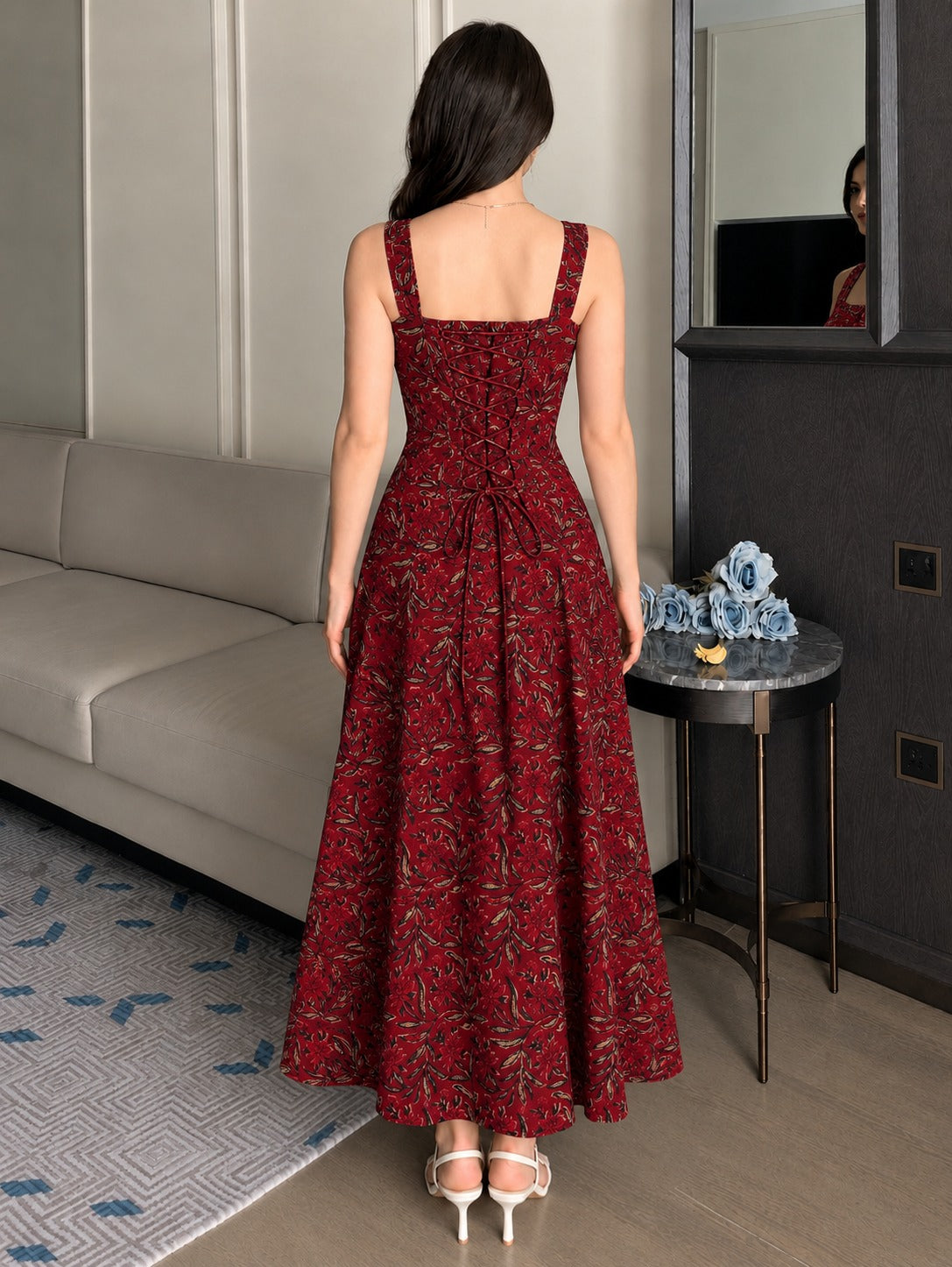 RED SIGNATURE STRAP DRESS