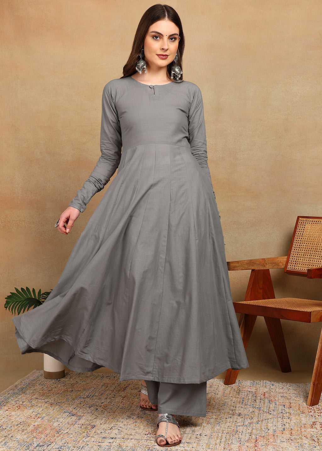 GREY ELEGANT KURTA PLAZZO SET