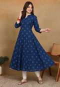NAVY FLORAL KURTA(1PC)