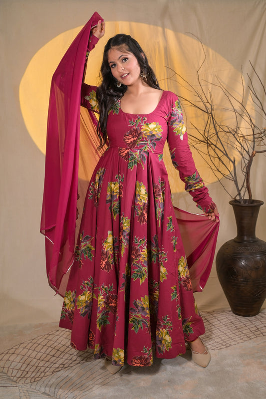 VINTAGE ROSE ANARKALI SUIT SET