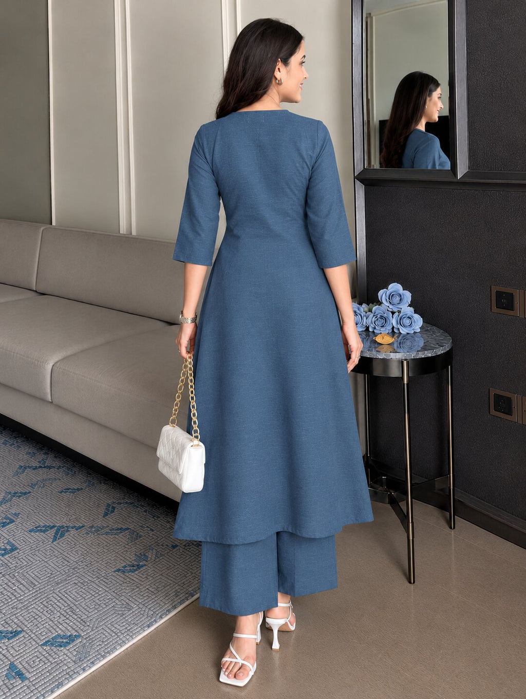 BLUE KASHMIRI KURTA PLAZZO